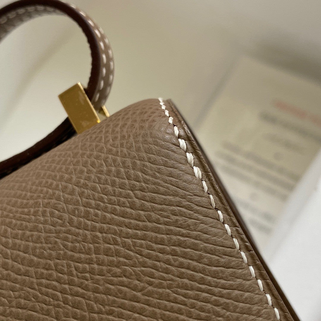 Hermes Etoupe Constance 18 Epsom bag with Gold Hardwares