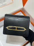 Hermes Noir Nile Crocodile GHW Roulis Mini 18/19 Handbag
