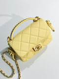 Chanel CRUISE 2024/25 YELLOW FLAP BAG WITH TOP HANDLE  Lambskin & Gold Metal Chanel