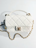 Chanel CRUISE 2024/25 WHITE FLAP BAG WITH TOP HANDLE  Lambskin & Gold Metal Chanel