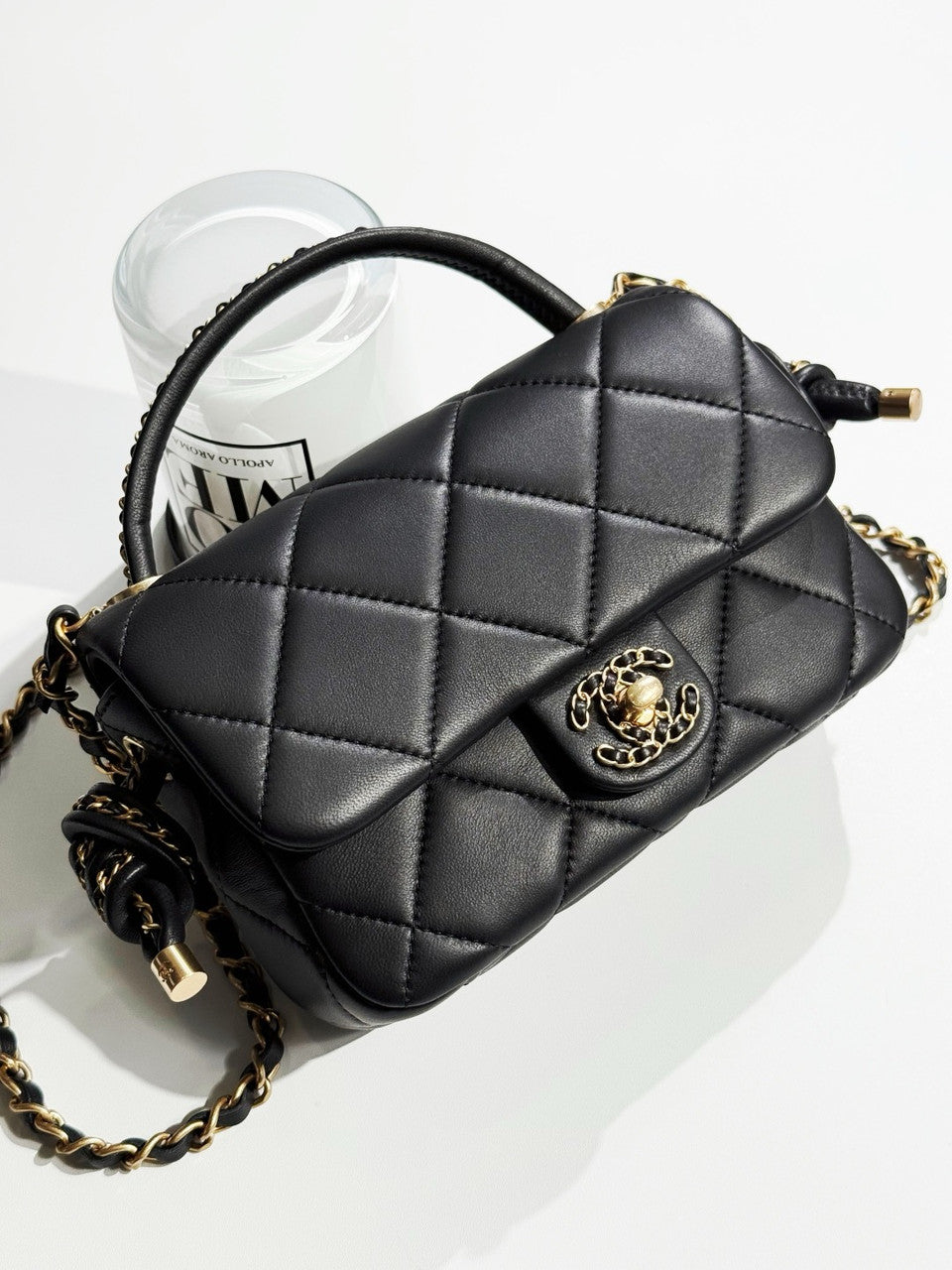 Chanel CRUISE 2024/25 FLAP BAG WITH TOP HANDLE  Lambskin & Gold Metal Chanel