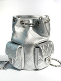 Chanel CRUISE 2024/25 Silver BACKPACK Shiny Lambskin & Gold-Tone Metal Chanel