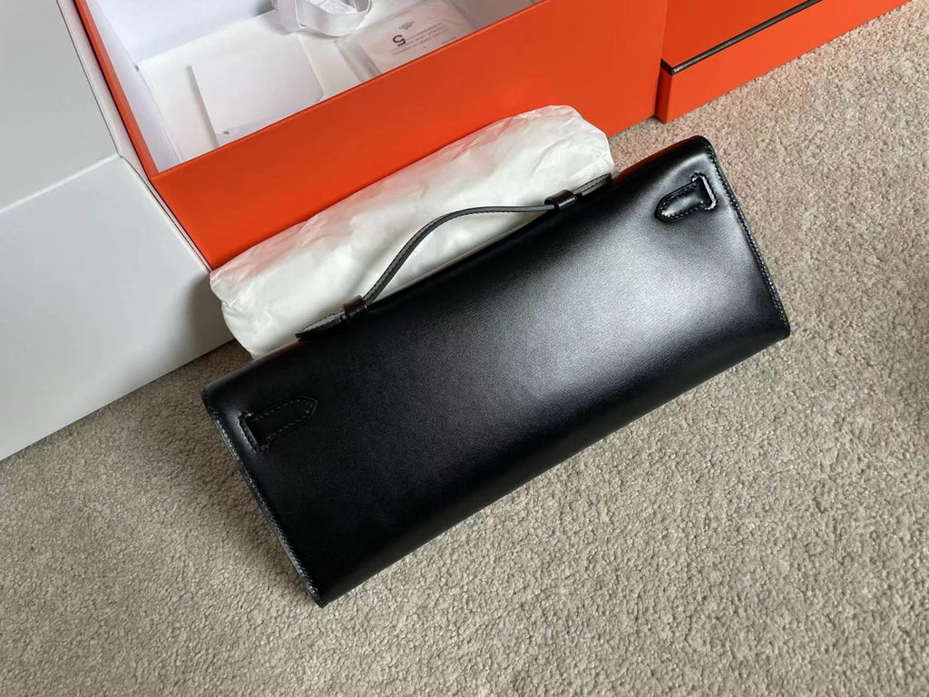 HERMÈS Kelly Cut Black Boxcalf with BlackPeacock Feather GHW Limited Edition