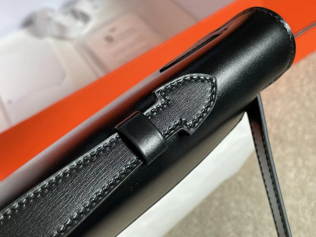HERMÈS Kelly Cut Black Boxcalf with BlackPeacock Feather GHW Limited Edition