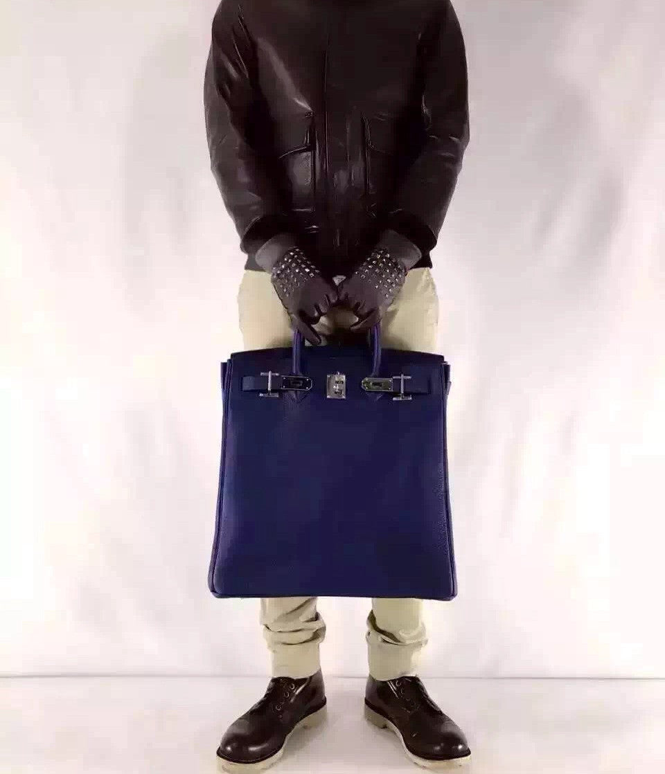Hermes Bleu Saphir Haut A Courroies Bag Togo 40cm Palladium Hardware