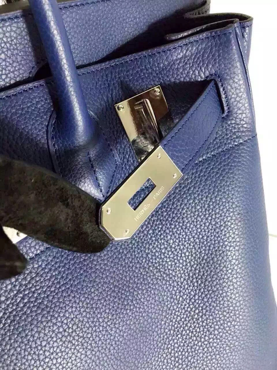 Hermes Bleu Saphir Haut A Courroies Bag Togo 40cm Palladium Hardware