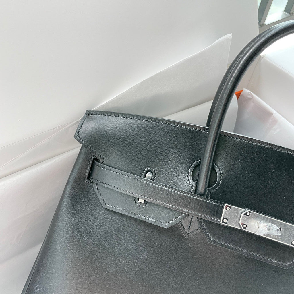 Hermes Birkin 35 Bag Black Rare Box Leather Palladium Hardware