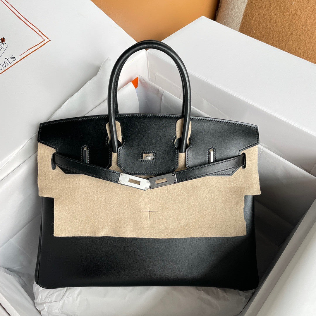 Hermes Birkin 35 Bag Black Rare Box Leather Palladium Hardware