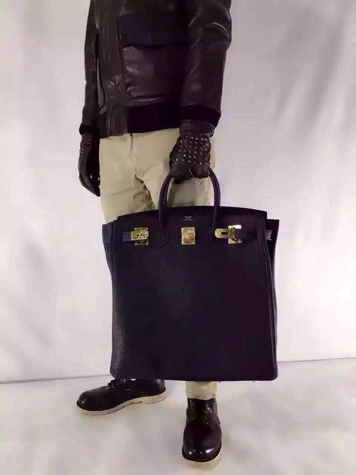 Hermes Black Haut a Courroies Bag 40cm Togo Gold Hardware