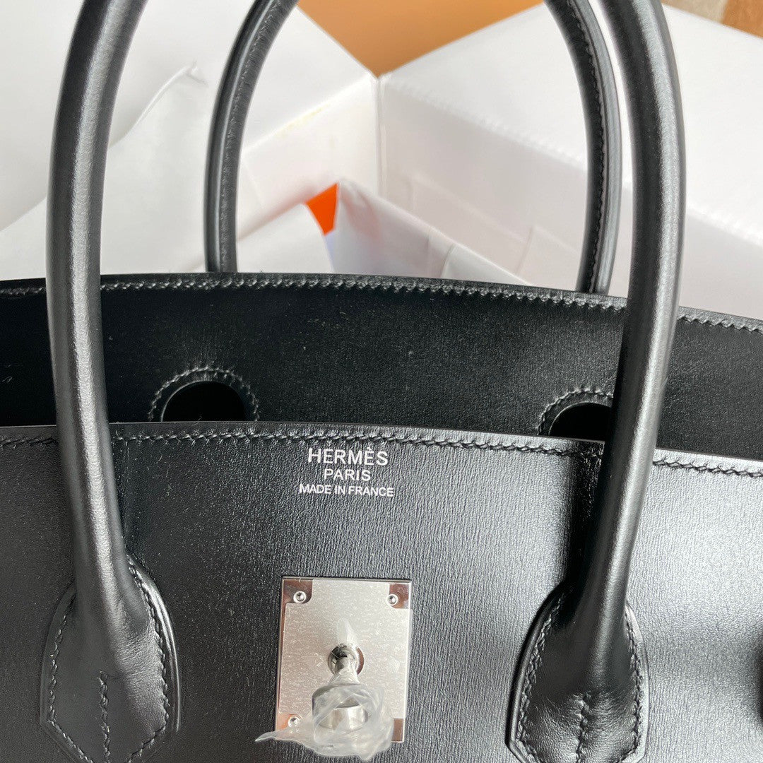 Hermes Birkin 35 Bag Black Rare Box Leather Palladium Hardware