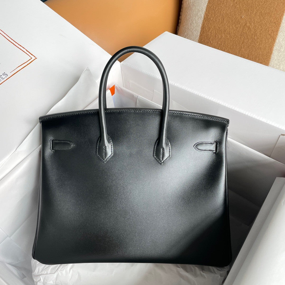 Hermes Birkin 35 Bag Black Rare Box Leather Palladium Hardware
