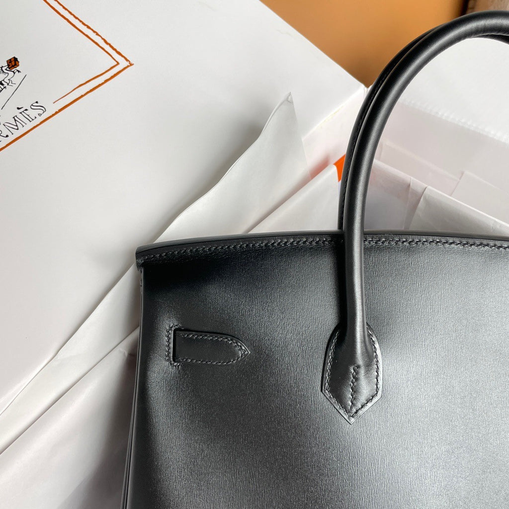 Hermes Birkin 35 Bag Black Rare Box Leather Palladium Hardware