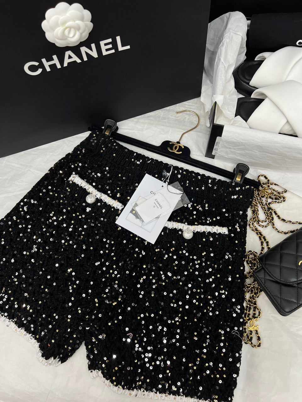 Chanel Glittered Cotton BERMUDA SHORTS