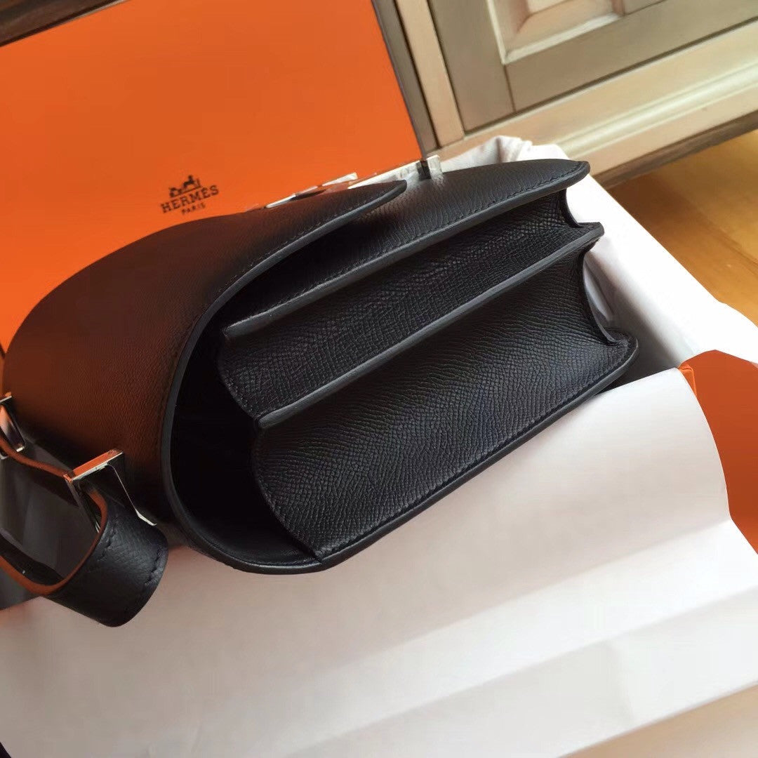 Hermes Black Constance 24 Epsom bag with Palladium Hardwares