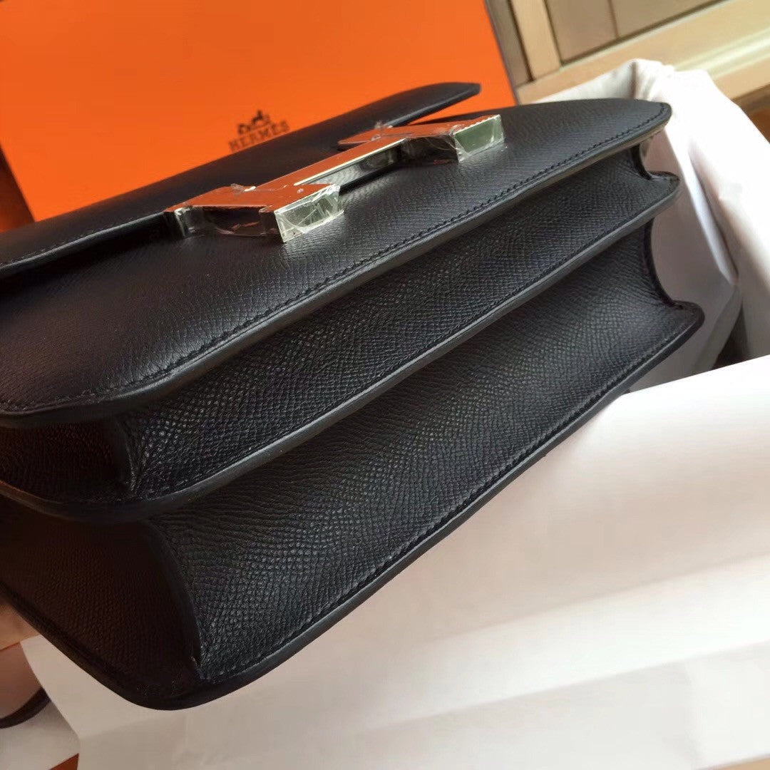 Hermes Black Constance 24 Epsom bag with Palladium Hardwares