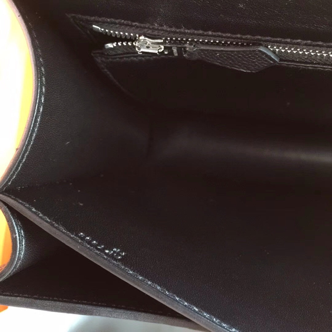 Hermes Black Constance 24 Epsom bag with Palladium Hardwares