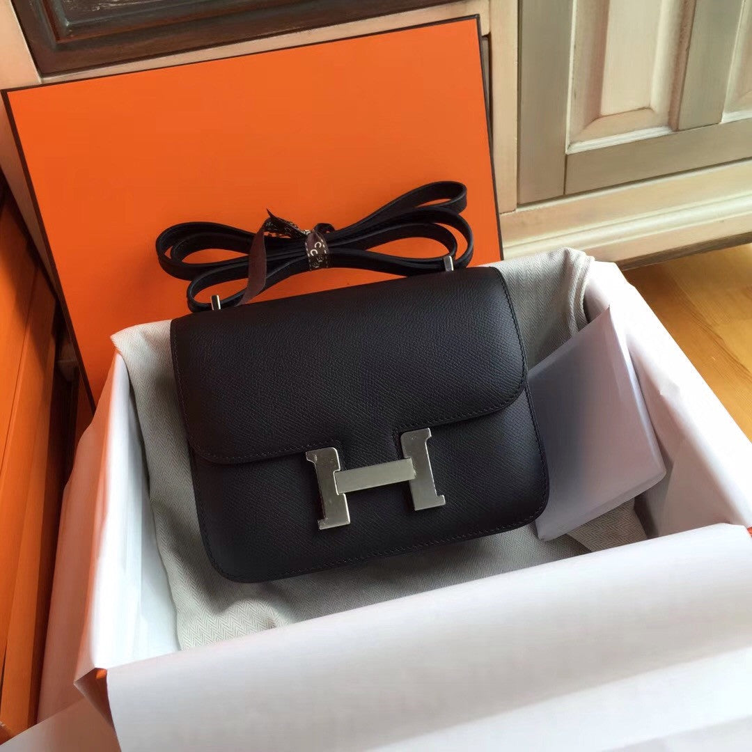 Hermes Black Constance Epsom leather 18cm Palladium Hardware