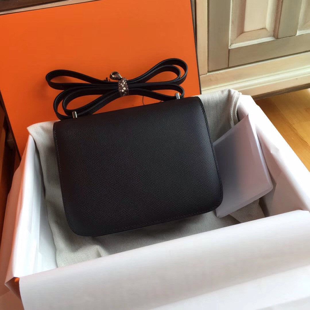 Hermes Black Constance Epsom leather 18cm Palladium Hardware