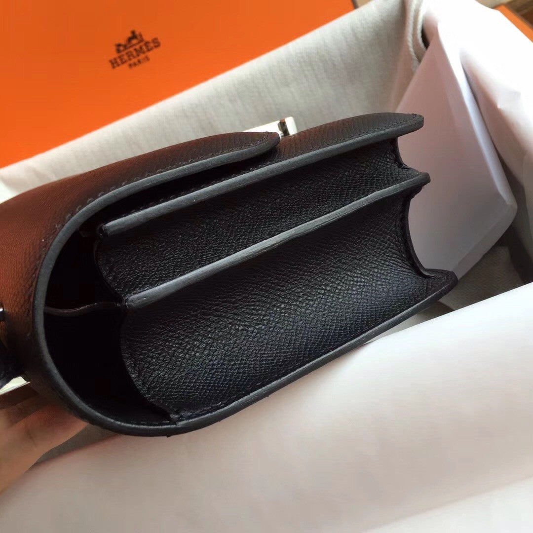 Hermes Black Constance Epsom leather 18cm Palladium Hardware