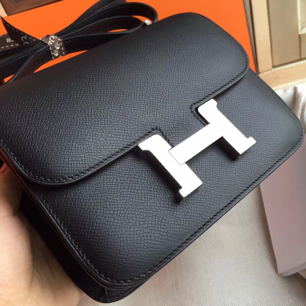 Hermes Black Constance Epsom leather 18cm Palladium Hardware
