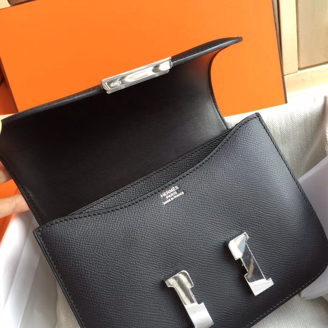 Hermes Black Constance Epsom leather 18cm Palladium Hardware