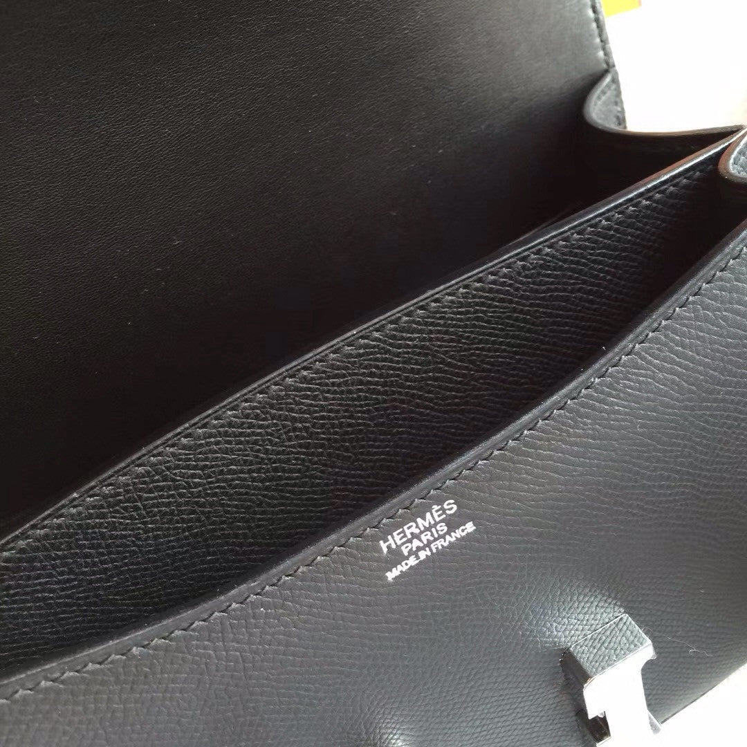 Hermes Black Constance Epsom leather 18cm Palladium Hardware