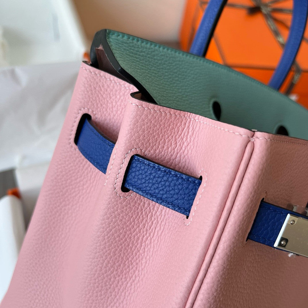 Hermes Special Order Sakura Pink/Blue Atoll/Mykonos Birkin 25 cm Togo Palladium Hardware