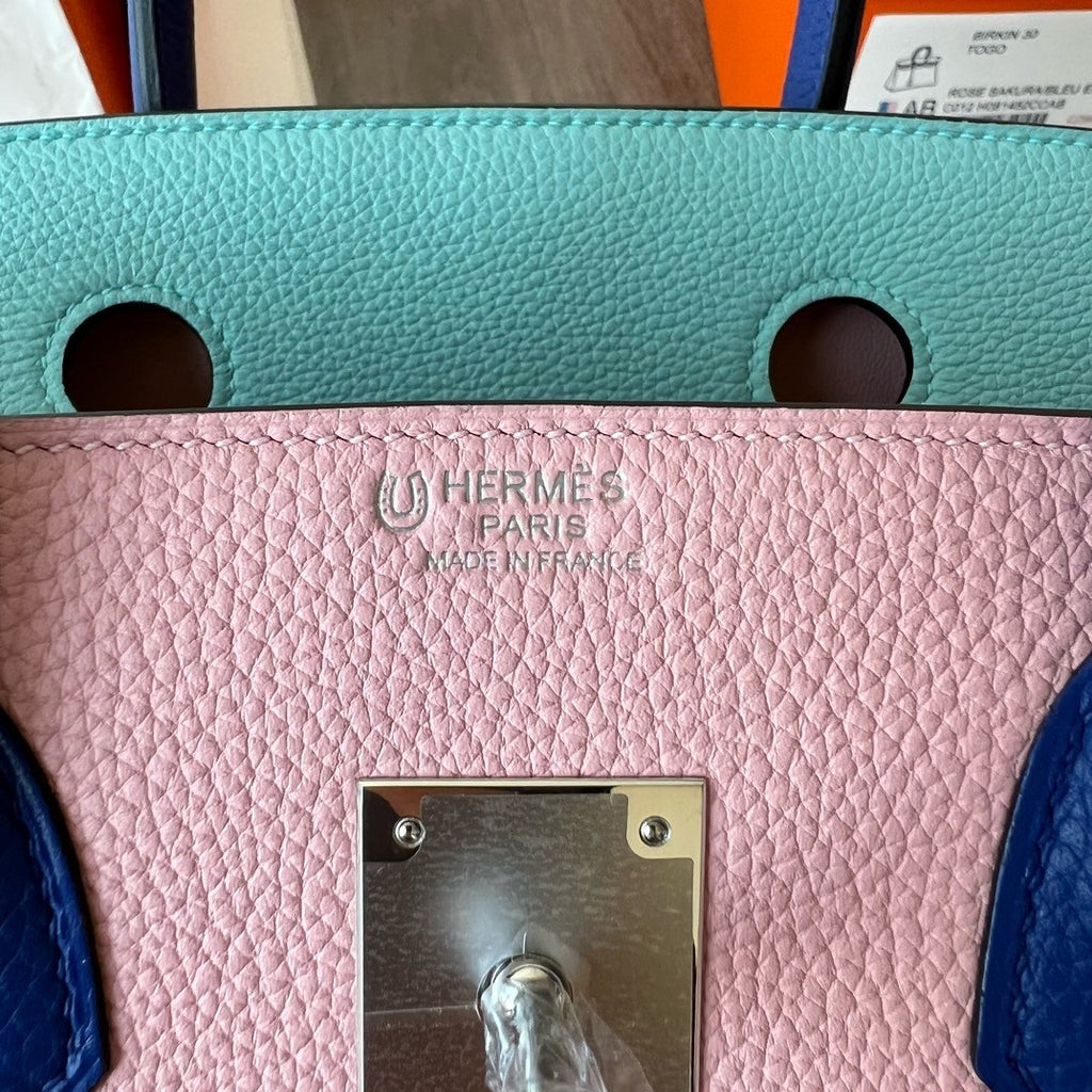 Hermes Special Order Sakura Pink/Blue Atoll/Mykonos Birkin 25 cm Togo Palladium Hardware