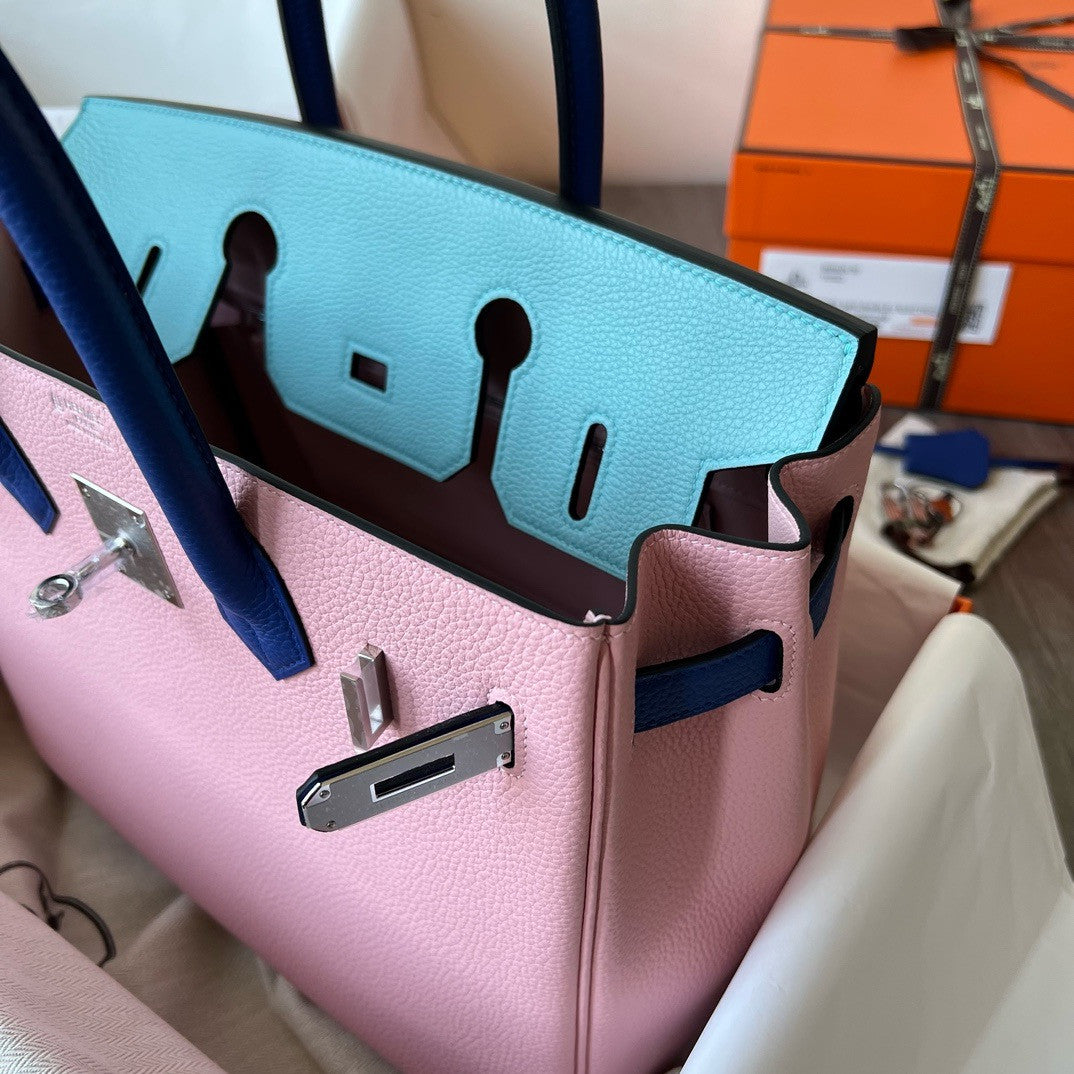 Hermes Special Order Sakura Pink/Blue Atoll/Mykonos Birkin 25 cm Togo Palladium Hardware