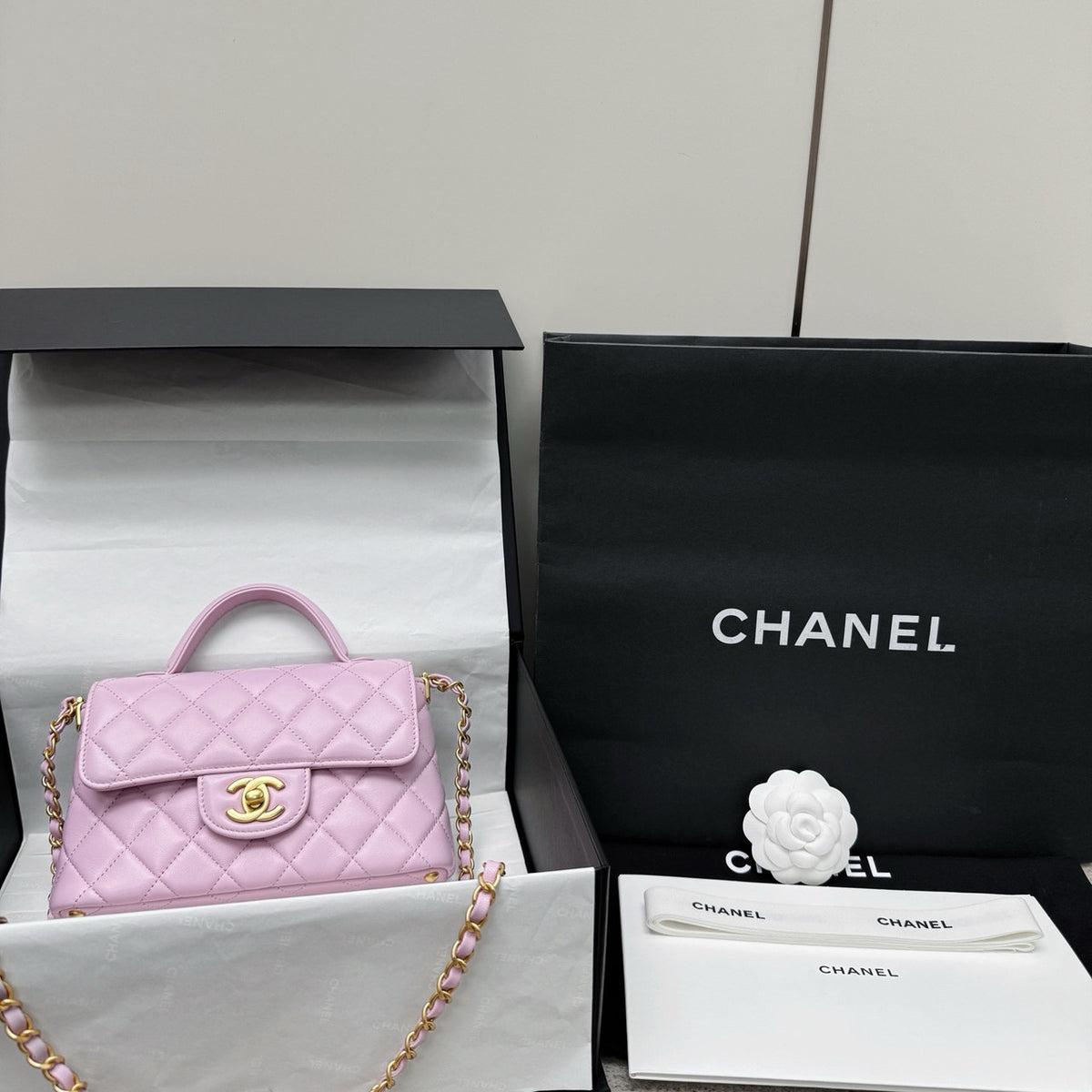 Chanel SMALL FLAP BAG WITH TOP HANDLE PINK