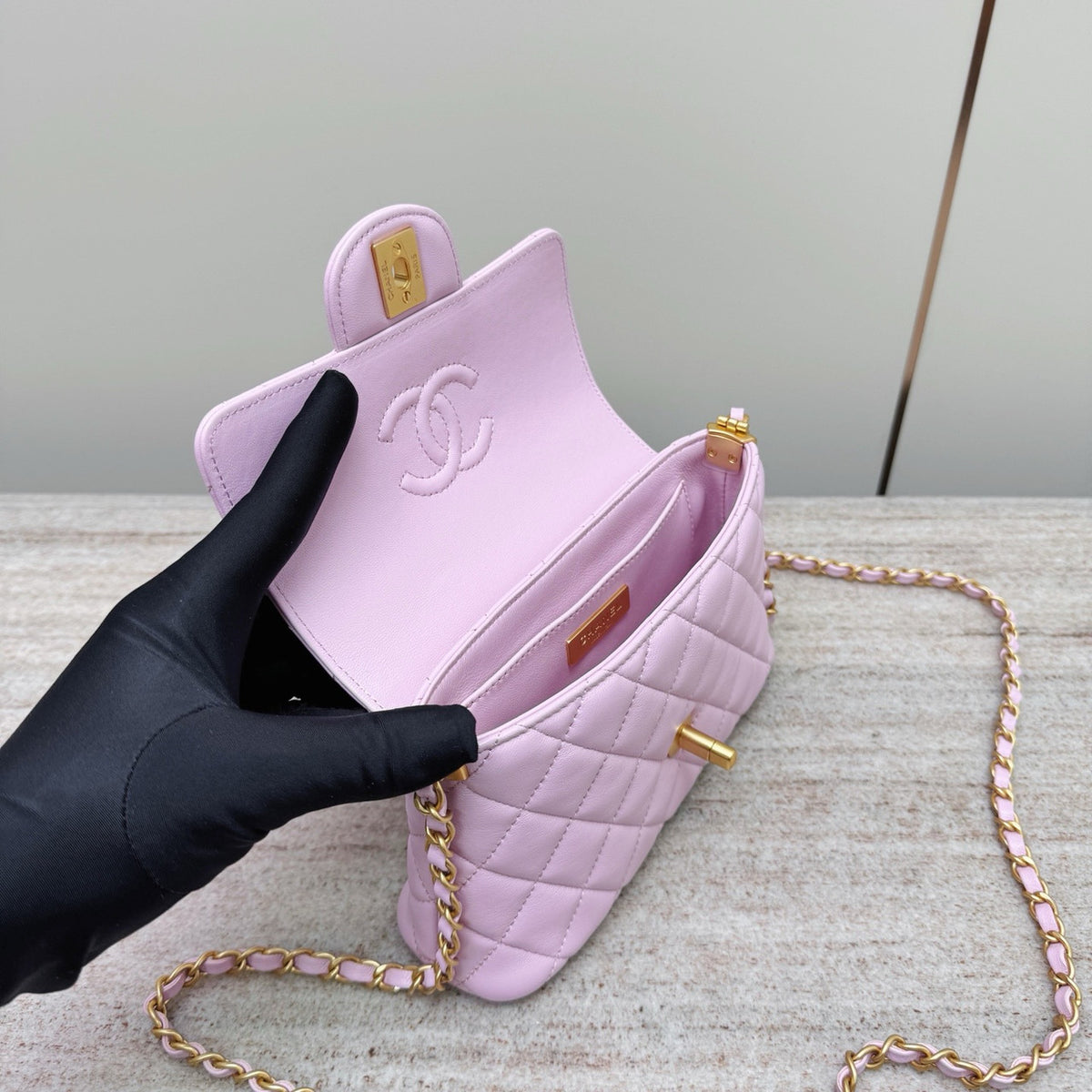 Chanel SMALL FLAP BAG WITH TOP HANDLE PINK