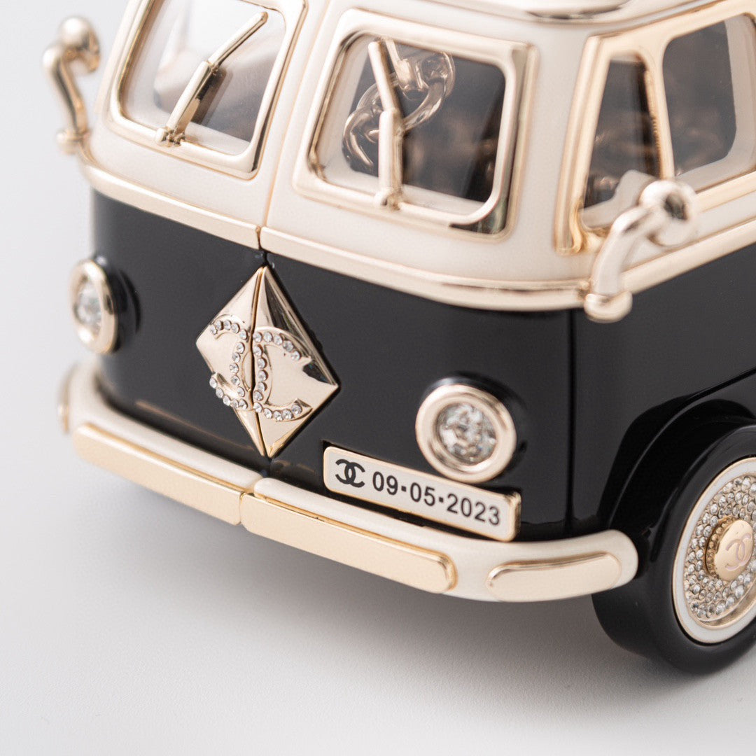 Chanel Mini Van Minaudiere 2024 Cruise Bag in Black Plexiglass White Surf