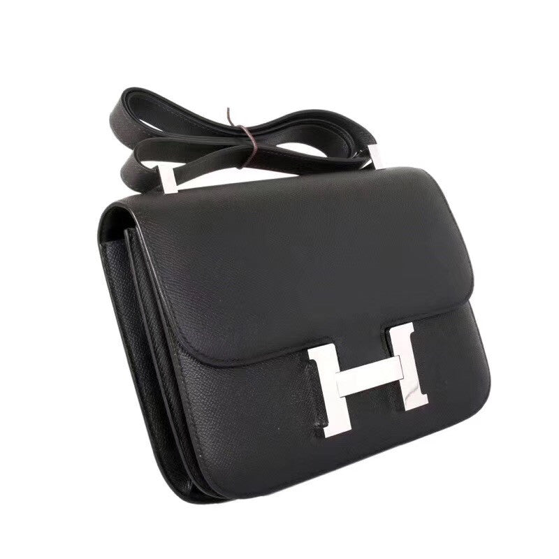 Hermes Black Constance 24 Epsom bag with Palladium Hardwares