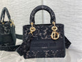 Christian Dior MEDIUM LADY D-LITE BAG Natural Embroidery with Macramé Effect  Black