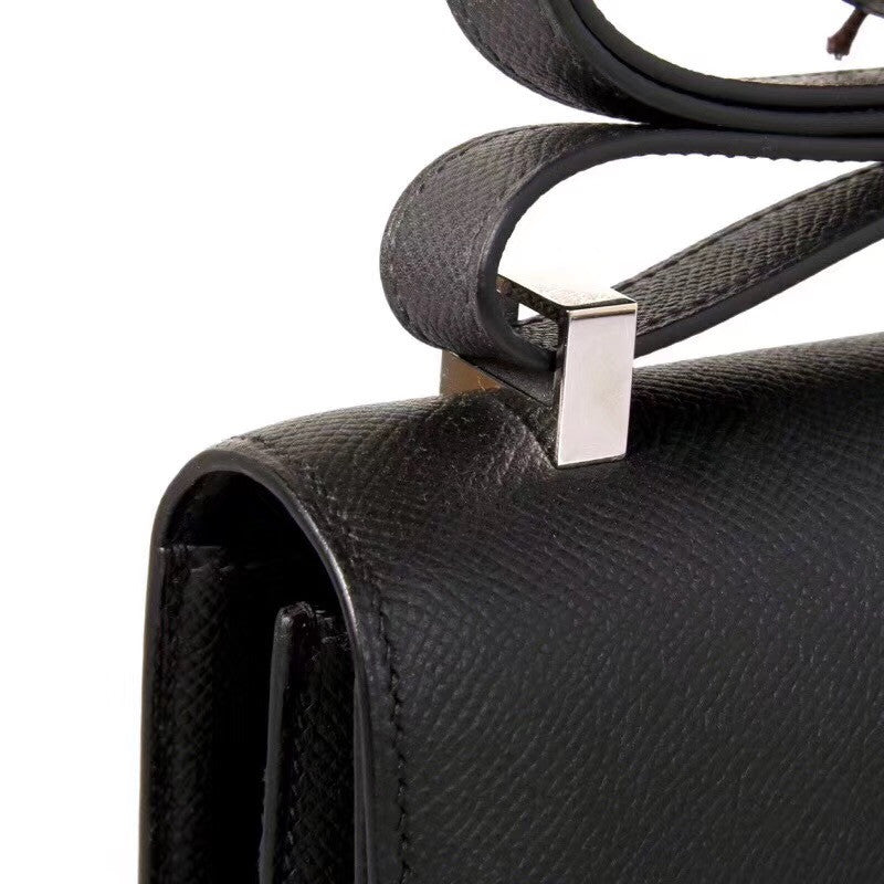 Hermes Black Constance 24 Epsom bag with Palladium Hardwares