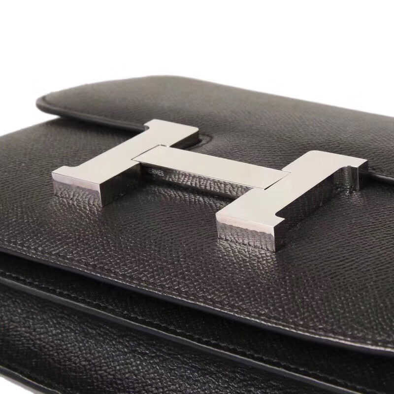 Hermes Black Constance 24 Epsom bag with Palladium Hardwares