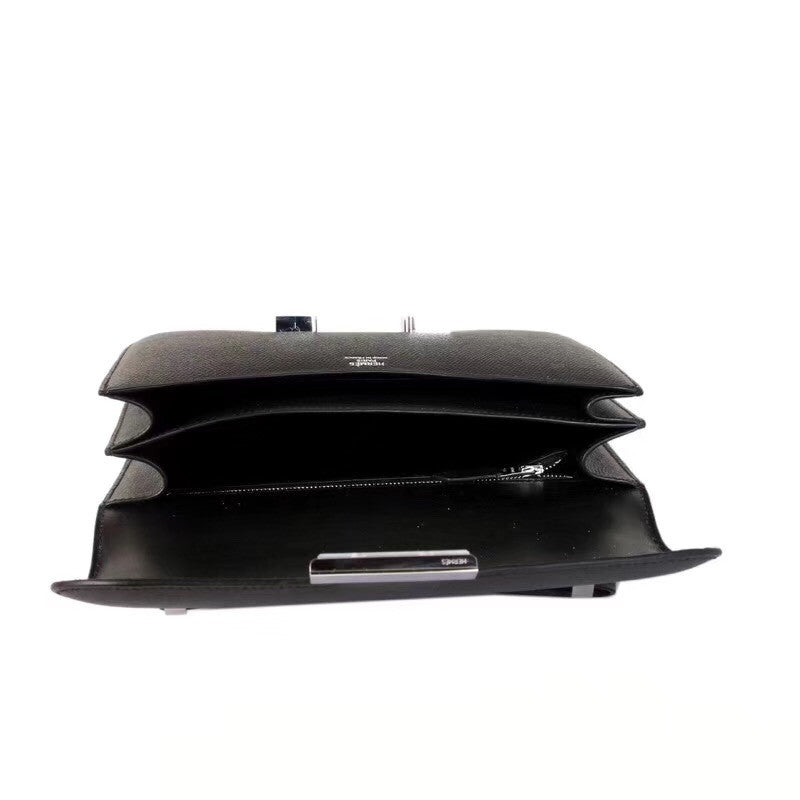 Hermes Black Constance 24 Epsom bag with Palladium Hardwares