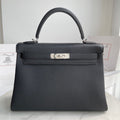 Hermès Black Kelly 32 Togo Palladium Hardware
