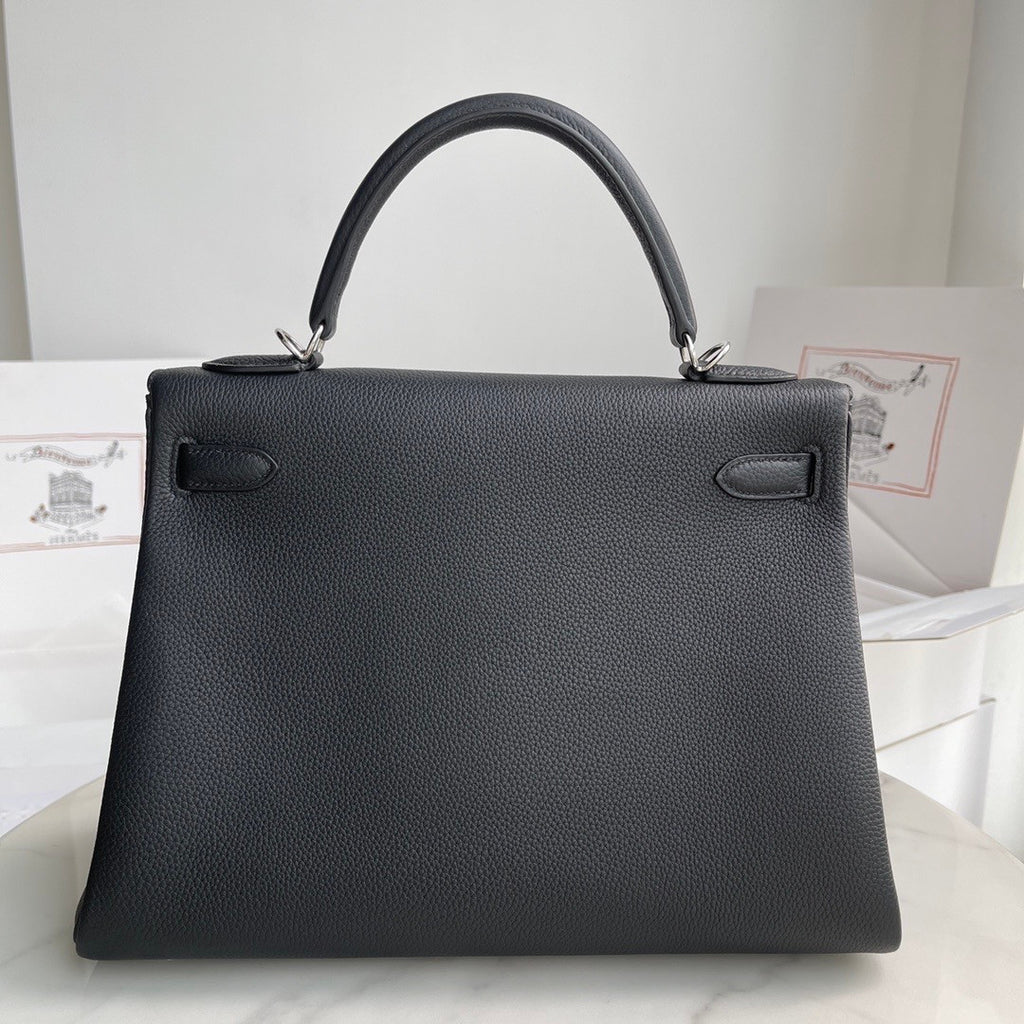 Hermès Black Kelly 32 Togo Palladium Hardware