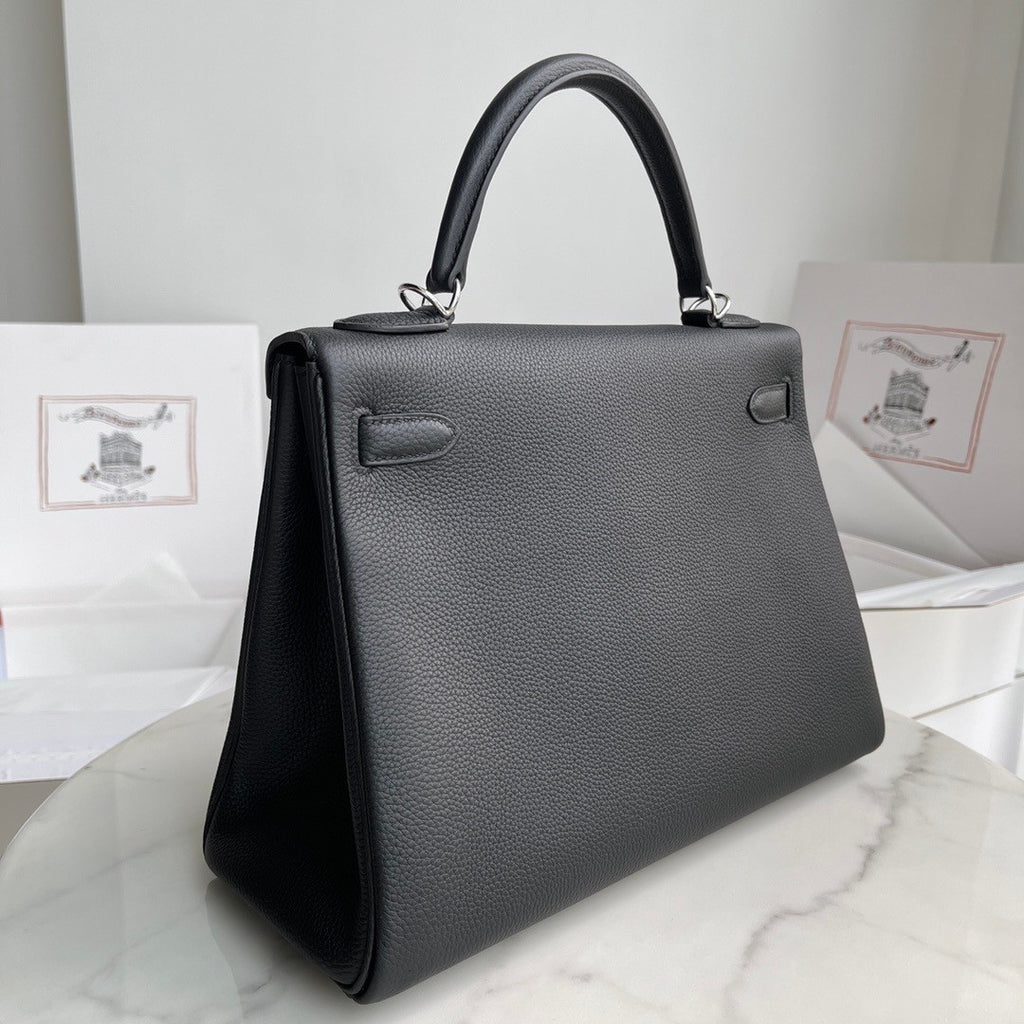 Hermès Black Kelly 32 Togo Palladium Hardware