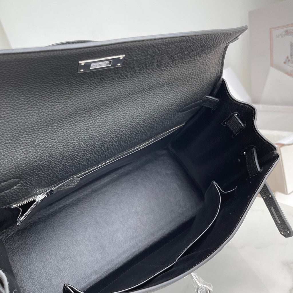 Hermès Black Kelly 32 Togo Palladium Hardware