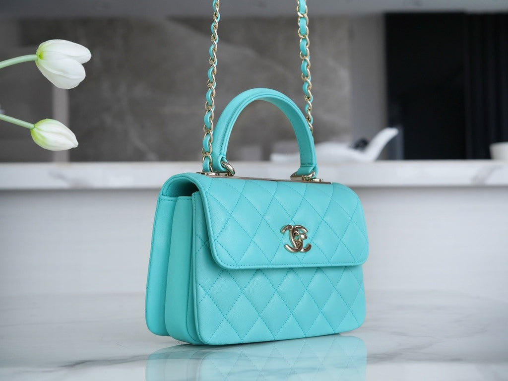 Chanel Trendy CC Flap Bag with Top Handle 2024 Turquoise