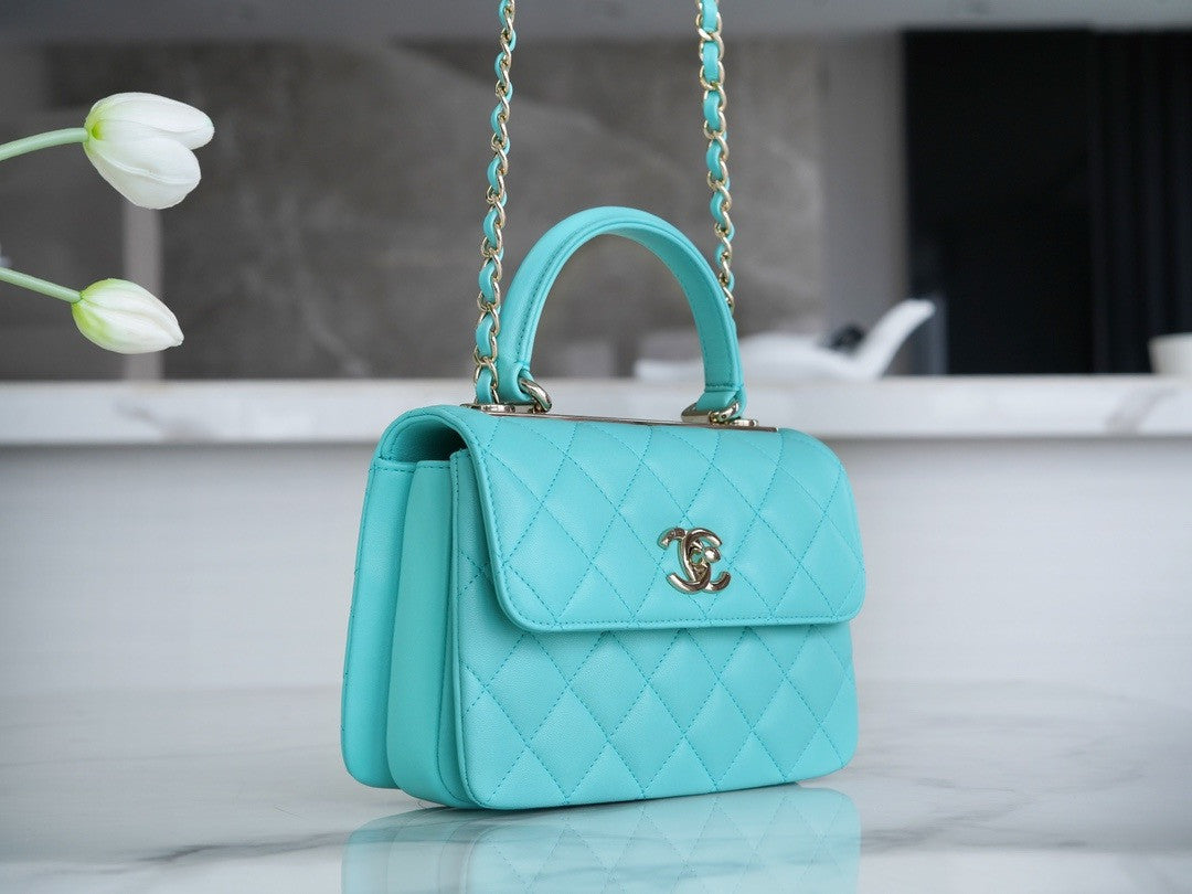 Chanel Trendy CC Flap Bag with Top Handle 2024 Turquoise