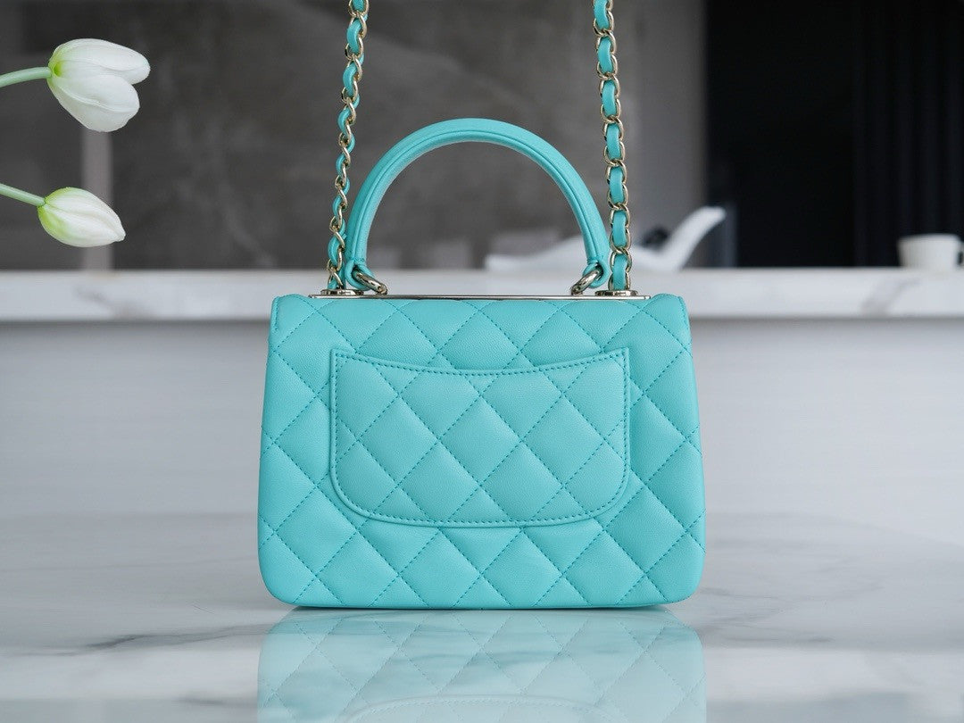 Chanel Trendy CC Flap Bag with Top Handle 2024 Turquoise