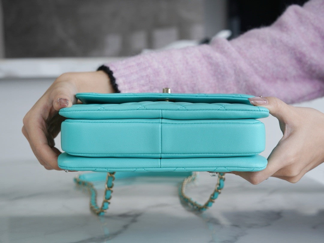 Chanel Trendy CC Flap Bag with Top Handle 2024 Turquoise