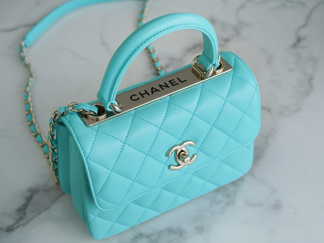 Chanel Trendy CC Flap Bag with Top Handle 2024 Turquoise