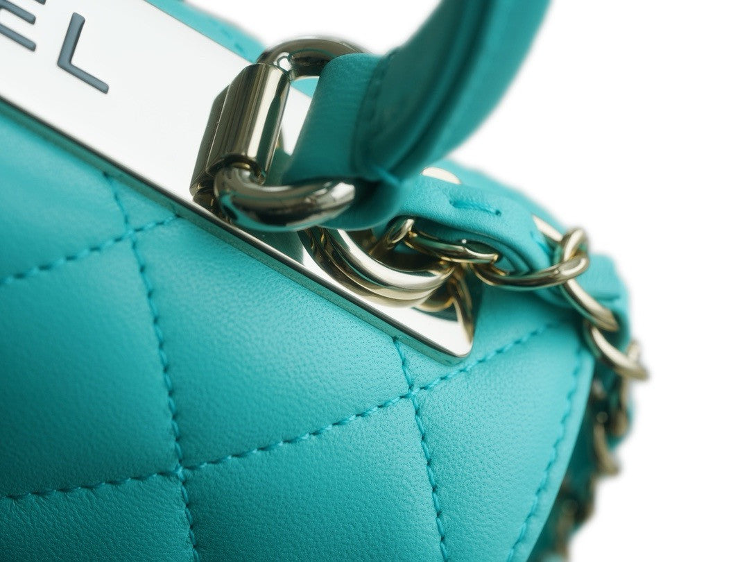Chanel Trendy CC Flap Bag with Top Handle 2024 Turquoise