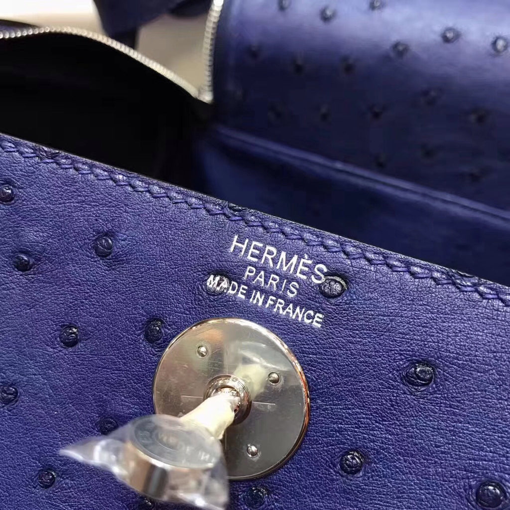 Hermes  BLUE IRIS Lindy 26 Ostrich  Palladium HW