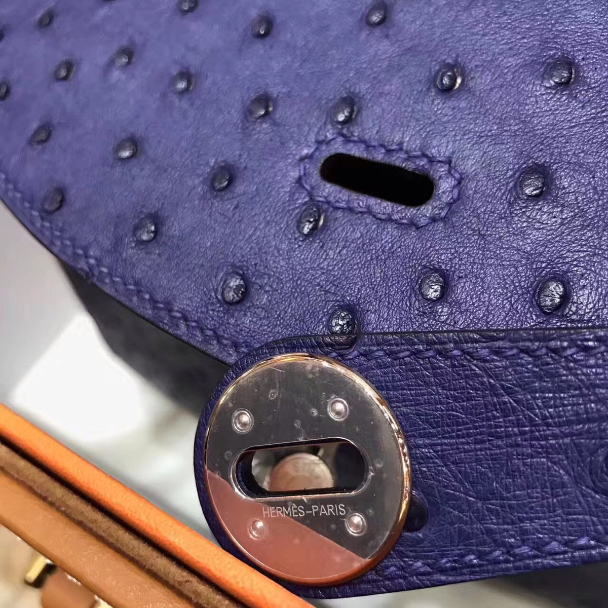 Hermes  BLUE IRIS Lindy 26 Ostrich  Palladium HW