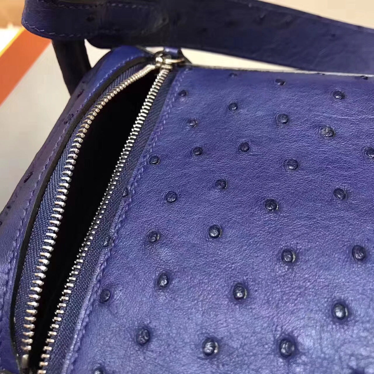 Hermes  BLUE IRIS Lindy 26 Ostrich  Palladium HW